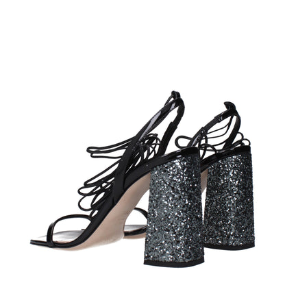 Sandalias de plataforma de cuero negras Miu Miu