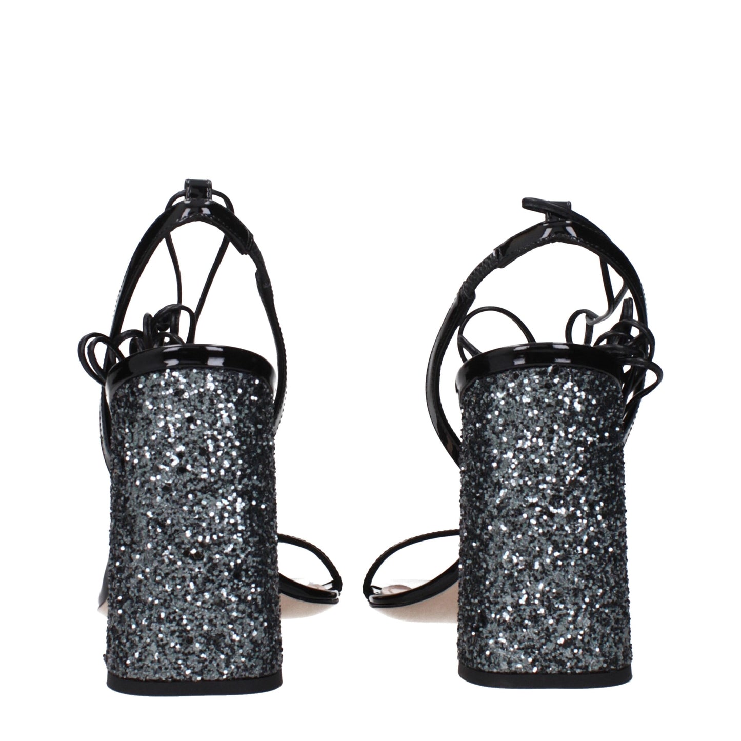 Sandalias de plataforma de cuero negras Miu Miu