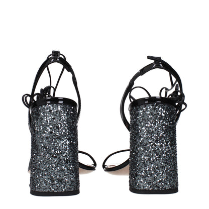 Sandalias de plataforma de cuero negras Miu Miu