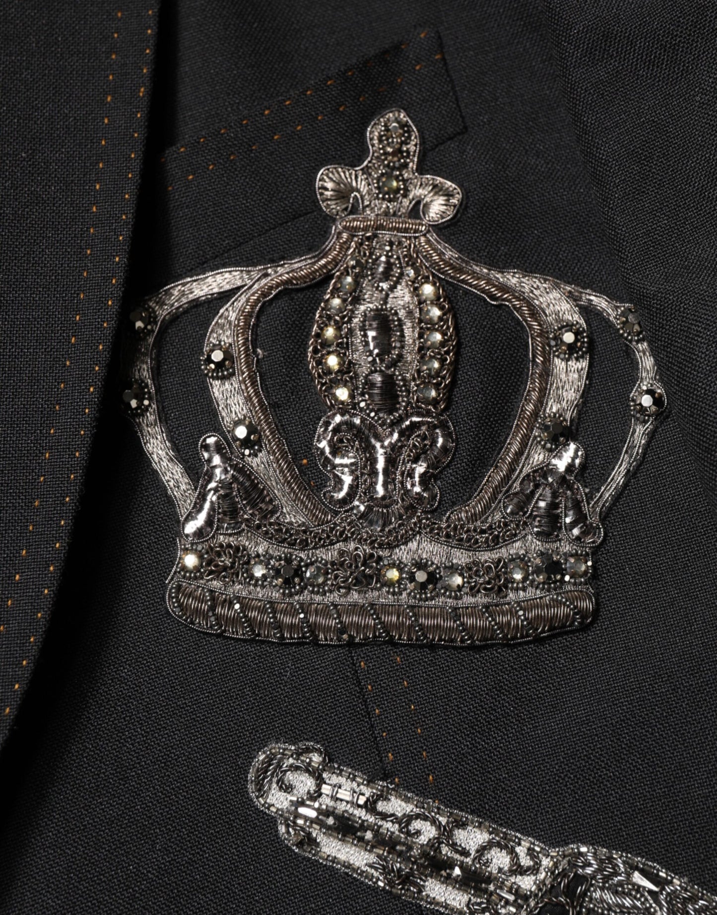 Blazer de traje Dolce & Gabbana negro con abeja y corona embellishments