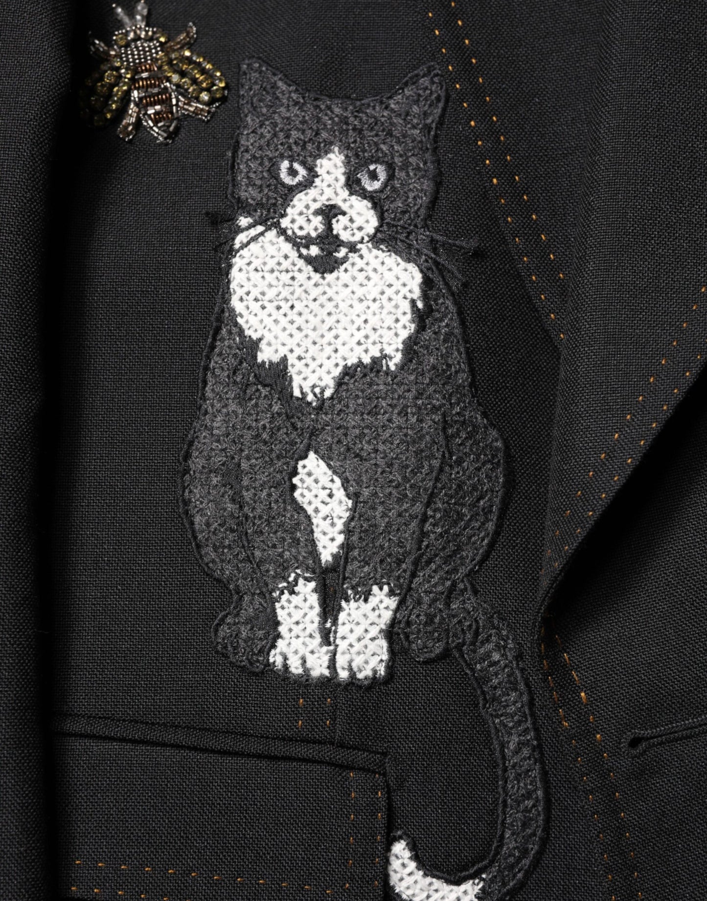 Blazer de traje Dolce & Gabbana negro con abeja y corona embellishments