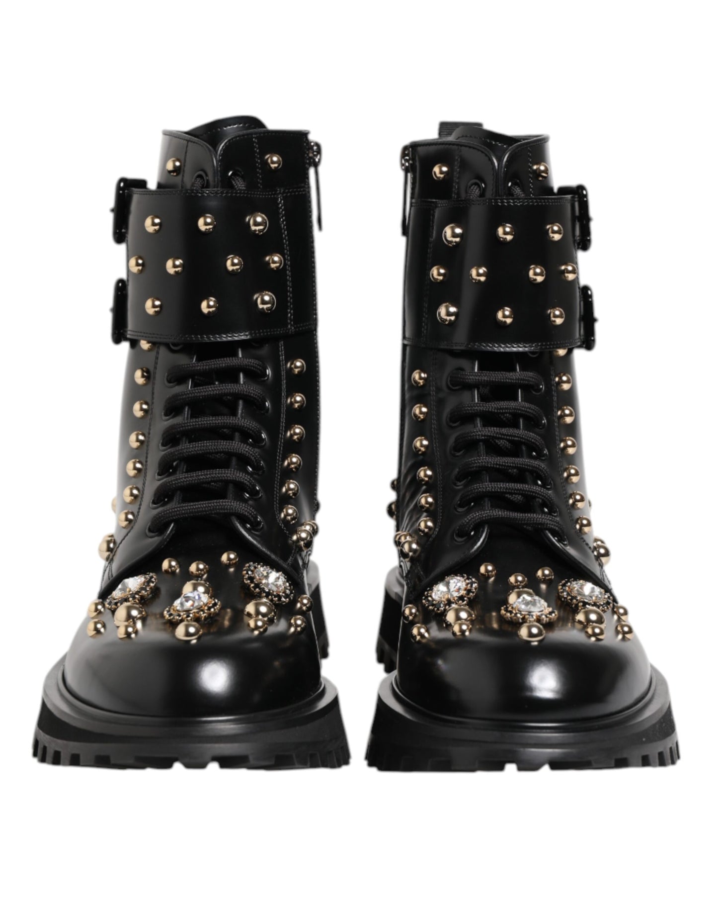 Botas de media caña con cordones y tachuelas negras de Dolce & Gabbana