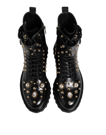 Botas de media caña con cordones y tachuelas negras de Dolce & Gabbana