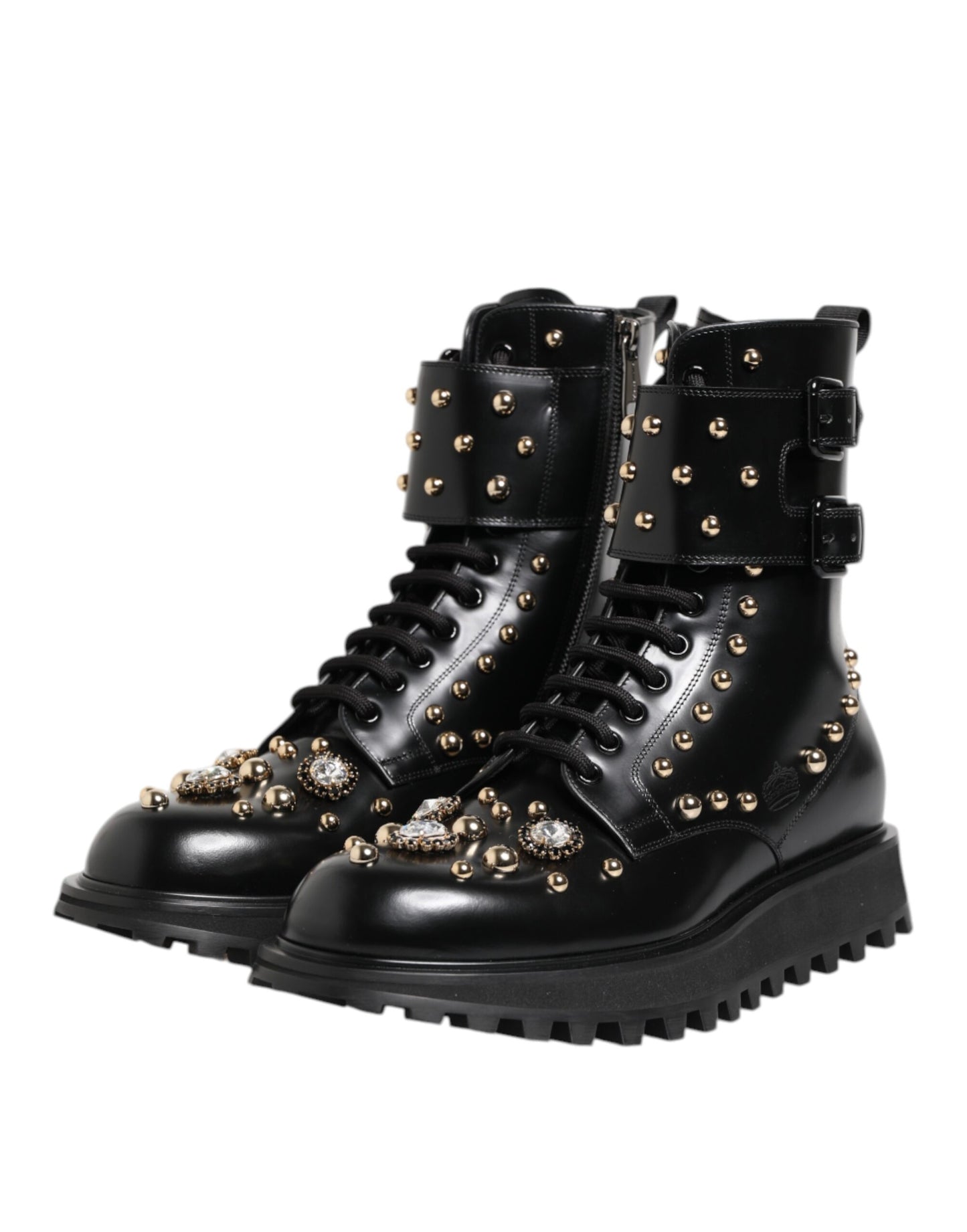 Botas de media caña con cordones y tachuelas negras de Dolce & Gabbana