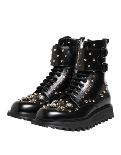 Botas de media caña con cordones y tachuelas negras de Dolce & Gabbana