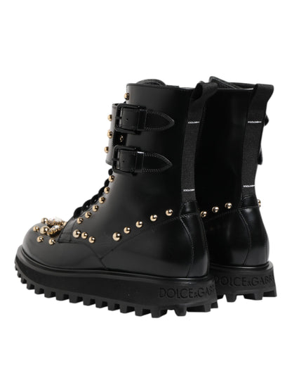 Botas de media caña con cordones y tachuelas negras de Dolce & Gabbana