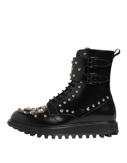 Botas de media caña con cordones y tachuelas negras de Dolce & Gabbana