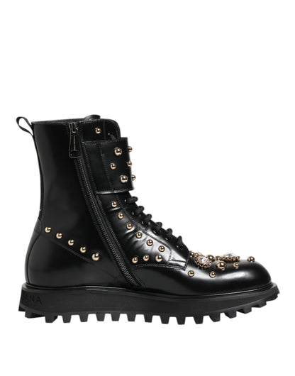 Botas de media caña con cordones y tachuelas negras de Dolce & Gabbana