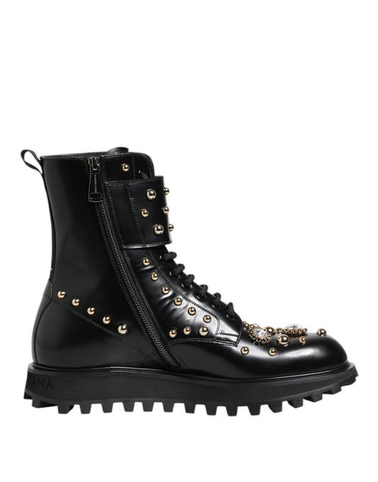Botas de media caña con cordones y tachuelas negras de Dolce & Gabbana