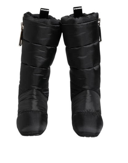 Botas Dolce & Gabbana negras acolchadas de media caña con tacón y logo