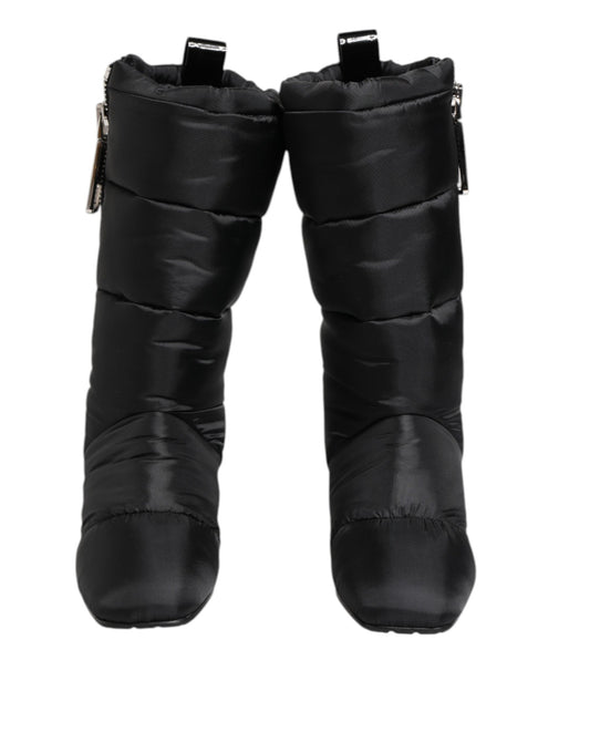 Botas Dolce & Gabbana negras acolchadas de media caña con tacón y logo