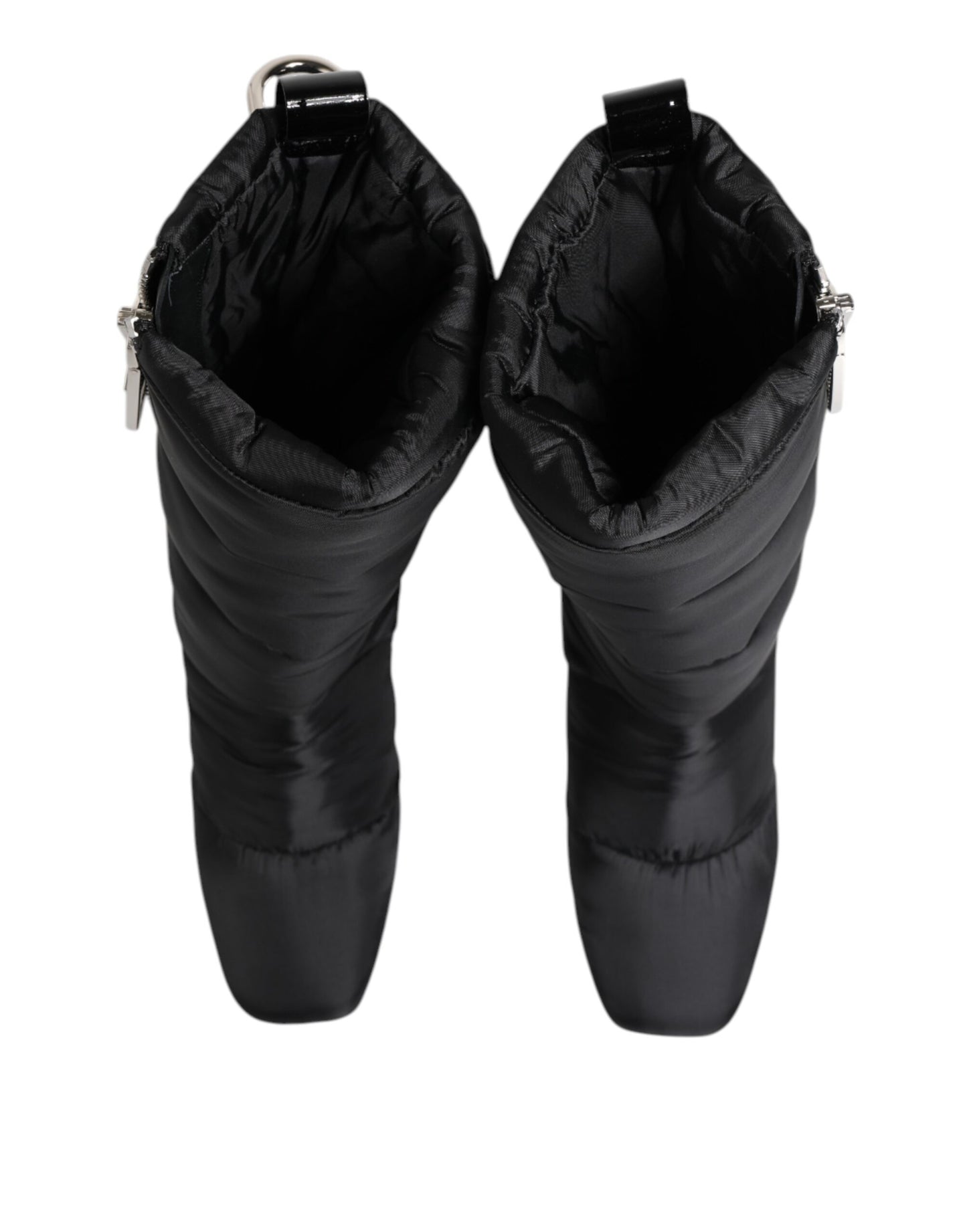 Botas Dolce & Gabbana negras acolchadas de media caña con tacón y logo