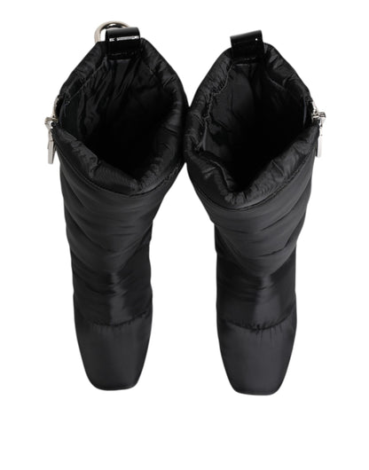Botas Dolce & Gabbana negras acolchadas de media caña con tacón y logo