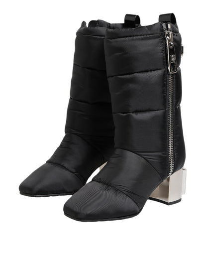 Botas Dolce & Gabbana negras acolchadas de media caña con tacón y logo