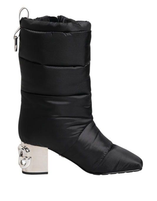 Botas Dolce & Gabbana negras acolchadas de media caña con tacón y logo
