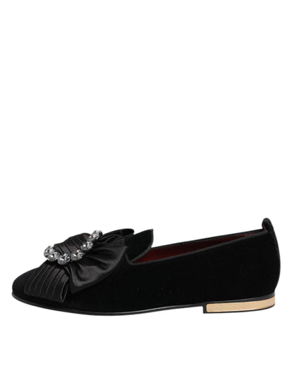 Zapatos sin Cordones Dolce & Gabbana Negros VATICANO con Cinta de Cristal