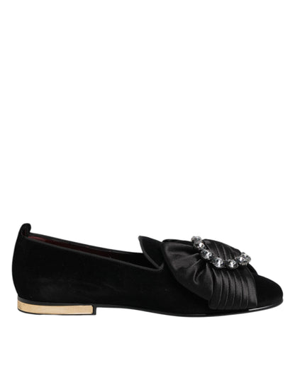 Zapatos sin Cordones Dolce & Gabbana Negros VATICANO con Cinta de Cristal