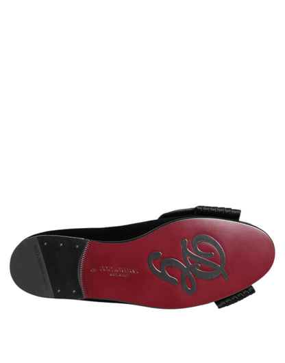 Zapatos sin Cordones Dolce & Gabbana Negros VATICANO con Cinta de Cristal