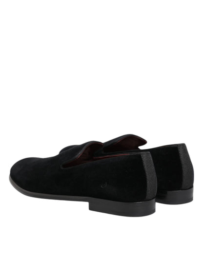 Mocasines de terciopelo negro Dolce & Gabbana Zapatos de vestir formales para hombre