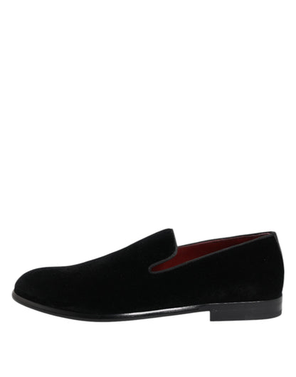 Mocasines de terciopelo negro Dolce & Gabbana Zapatos de vestir formales para hombre