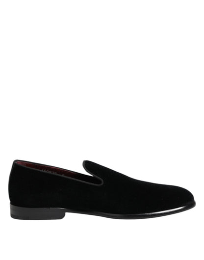 Mocasines de terciopelo negro Dolce & Gabbana Zapatos de vestir formales para hombre