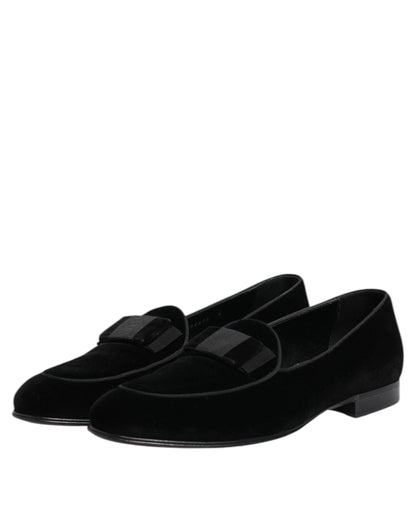 Mocasines de terciopelo negro Dolce & Gabbana Zapatos de vestir formales para hombre