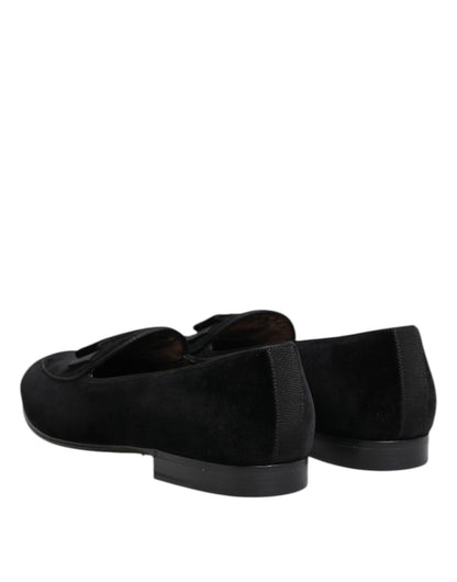 Mocasines de terciopelo negro Dolce & Gabbana Zapatos de vestir formales para hombre