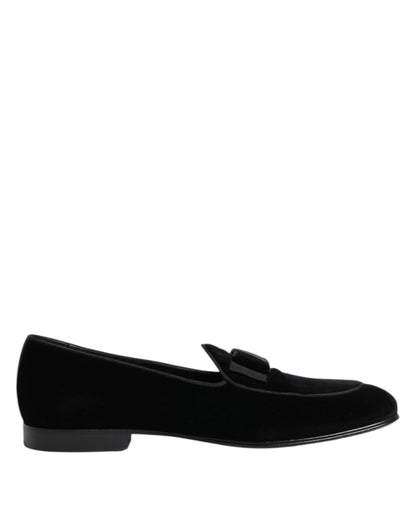 Mocasines de terciopelo negro Dolce & Gabbana Zapatos de vestir formales para hombre