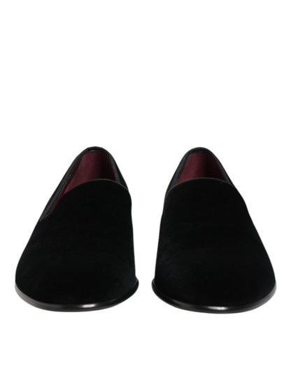 Mocasines Dolce & Gabbana negros de terciopelo sin cordones para hombre