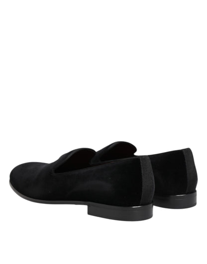 Mocasines Dolce & Gabbana negros de terciopelo sin cordones para hombre
