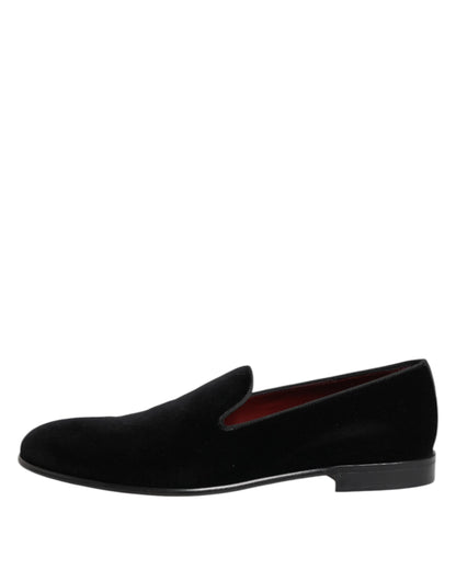 Mocasines Dolce & Gabbana negros de terciopelo sin cordones para hombre