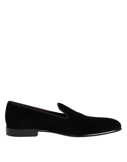 Mocasines Dolce & Gabbana negros de terciopelo sin cordones para hombre