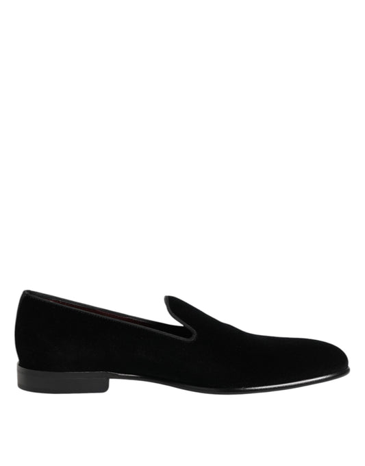 Mocasines Dolce & Gabbana negros de terciopelo sin cordones para hombre