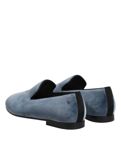 Mocasines Dolce & Gabbana Blue Velvet con logotipo DG Zapatos de vestir