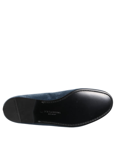 Mocasines Dolce & Gabbana Blue Velvet con logotipo DG Zapatos de vestir