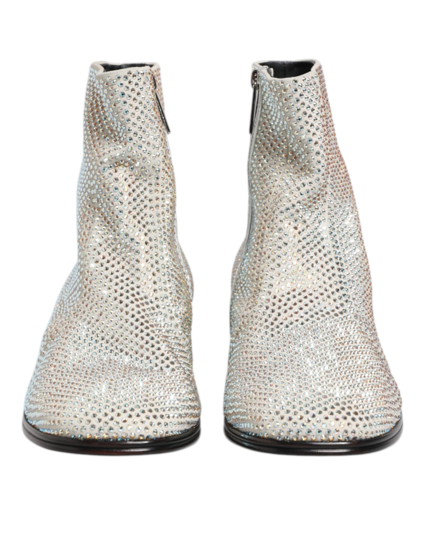 Zapatos botines Dolce & Gabbana blancos con logo DG de strass