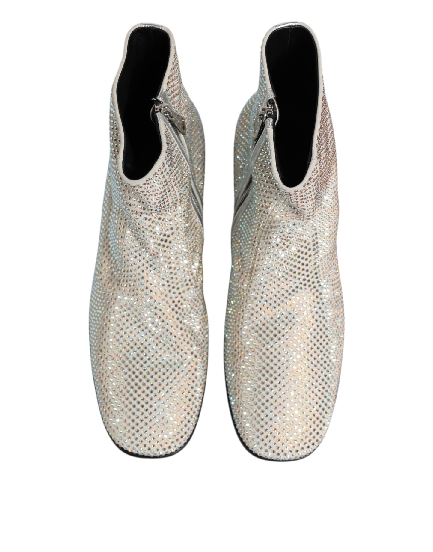 Zapatos botines Dolce & Gabbana blancos con logo DG de strass