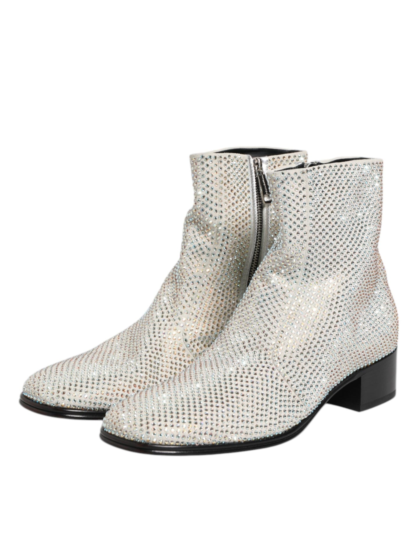 Zapatos botines Dolce & Gabbana blancos con logo DG de strass