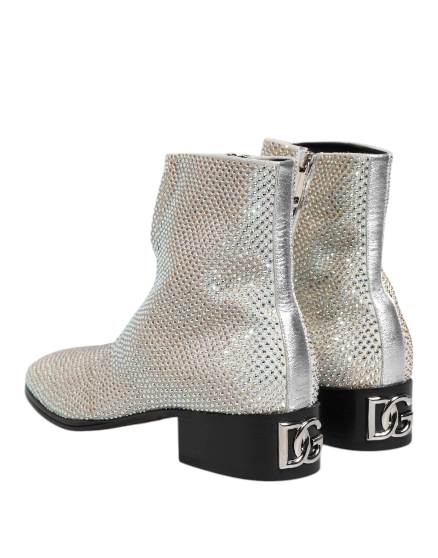 Zapatos botines Dolce & Gabbana blancos con logo DG de strass