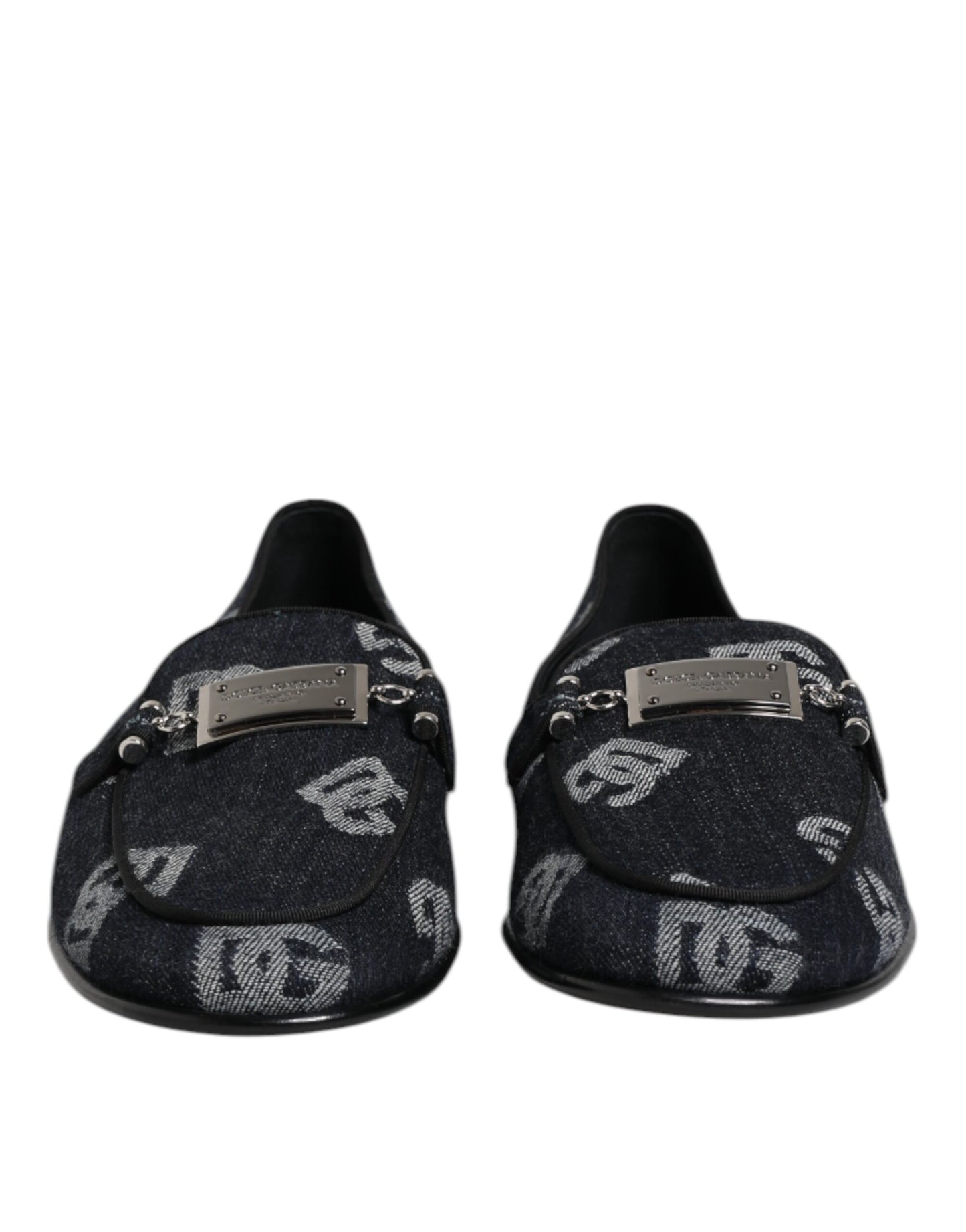 Mocasines de algodón azul con logotipo de Dolce & Gabbana Zapatos de vestir formales