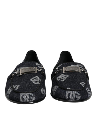 Mocasines de algodón azul con logotipo de Dolce & Gabbana Zapatos de vestir formales