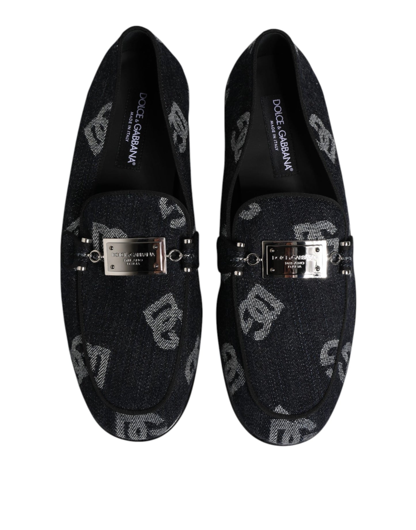 Mocasines de algodón azul con logotipo de Dolce & Gabbana Zapatos de vestir formales