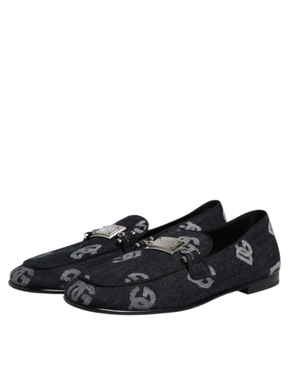 Mocasines de algodón azul con logotipo de Dolce & Gabbana Zapatos de vestir formales