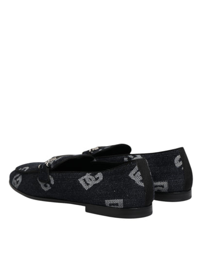 Mocasines de algodón azul con logotipo de Dolce & Gabbana Zapatos de vestir formales