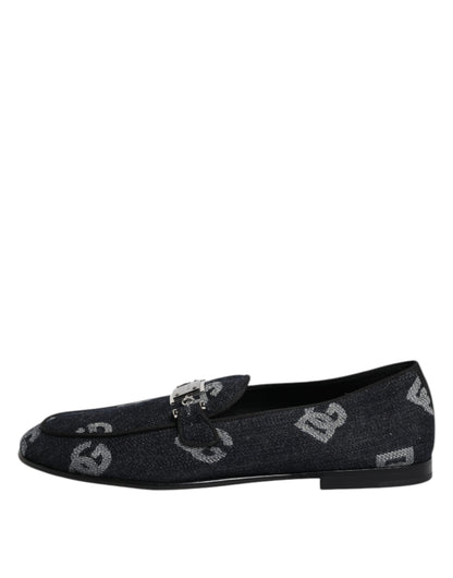 Mocasines de algodón azul con logotipo de Dolce & Gabbana Zapatos de vestir formales