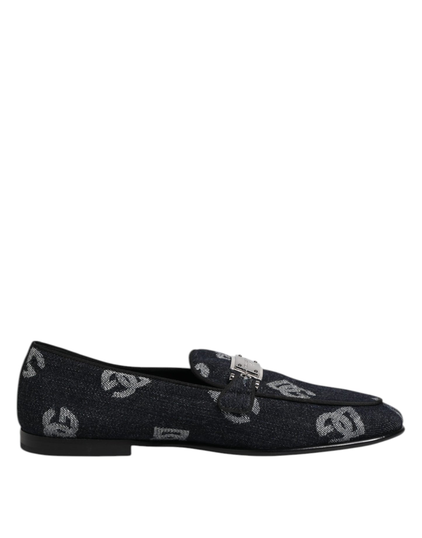 Mocasines de algodón azul con logotipo de Dolce & Gabbana Zapatos de vestir formales