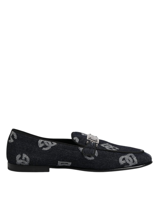 Mocasines de algodón azul con logotipo de Dolce & Gabbana Zapatos de vestir formales