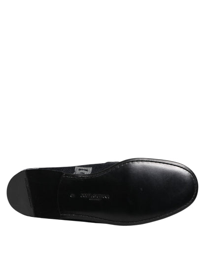 Mocasines de algodón azul con logotipo de Dolce & Gabbana Zapatos de vestir formales