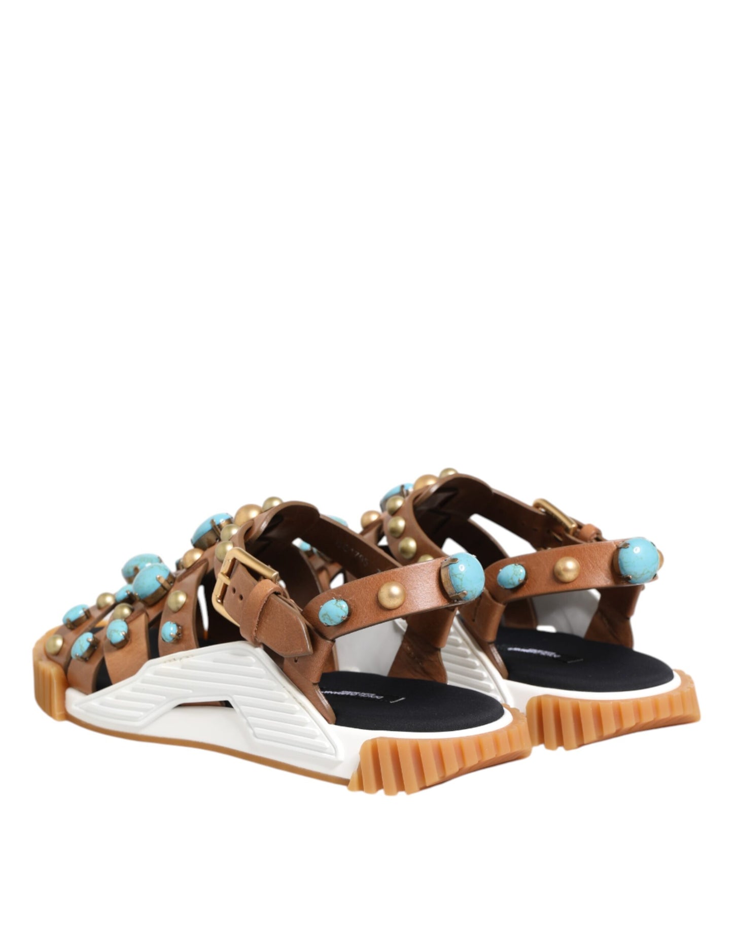 Sandalias con tachuelas de cuero marrón Dolce & Gabbana