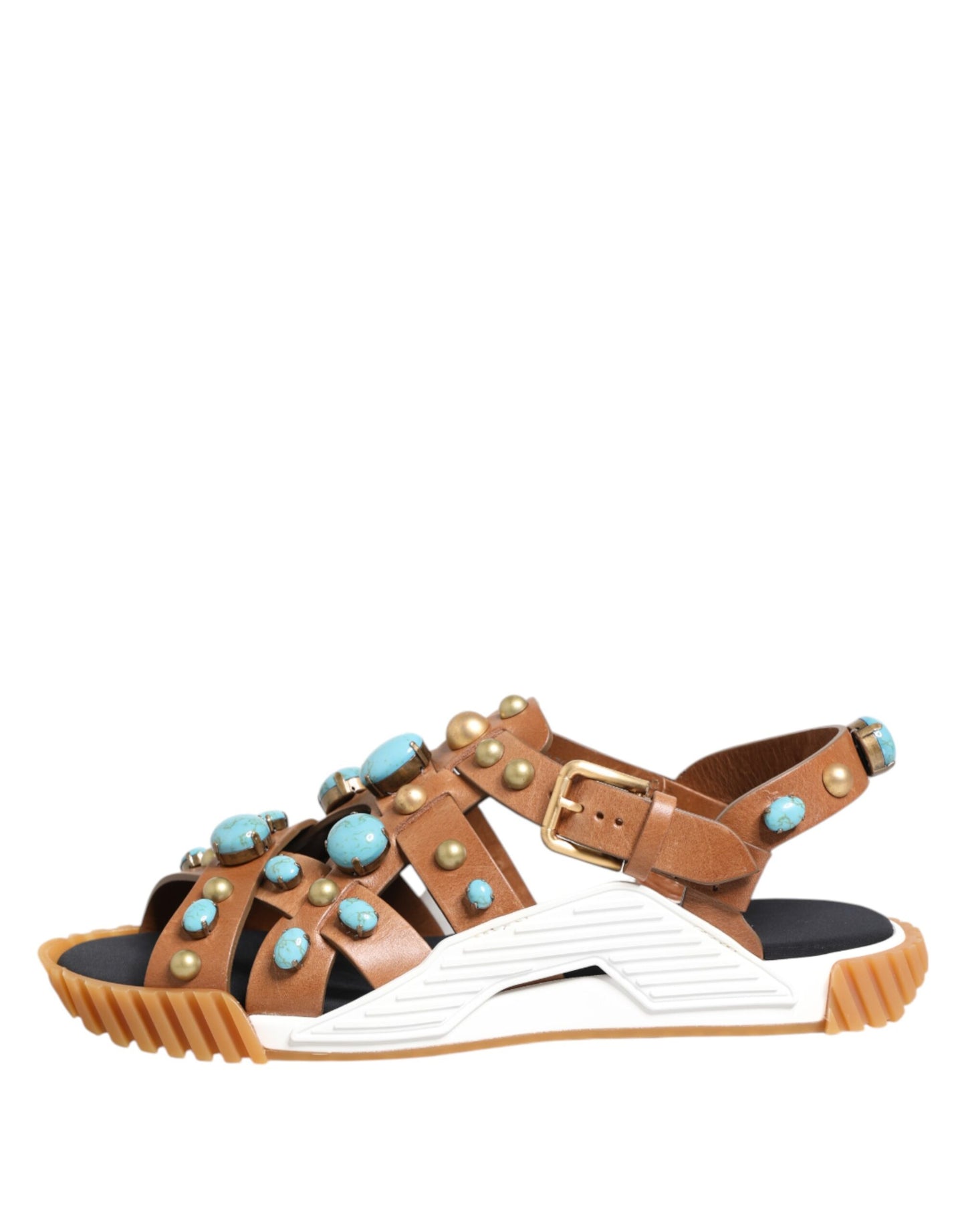 Sandalias con tachuelas de cuero marrón Dolce & Gabbana